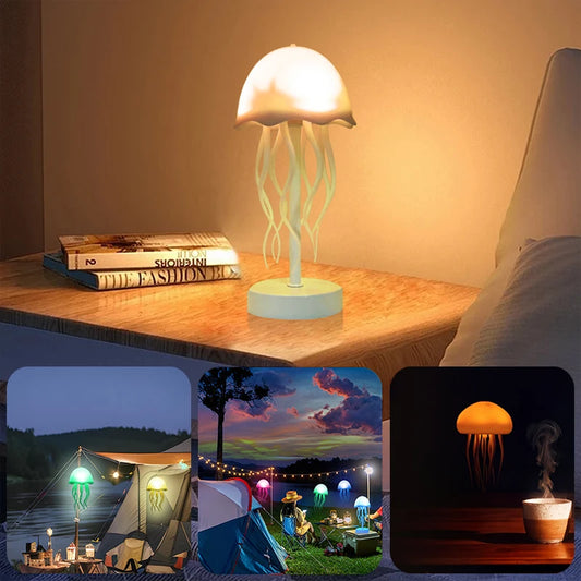 Atmosphere Night Light Type-C Charging Cartoon Jellyfish-Shape Night Light RGB Gradient and Warm Light for Home Bedside Decor