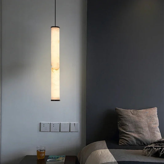 Light luxury marble pendant light, modern minimalist living room, dining room, bedroom, bedside lamp, duplex long pendant light
